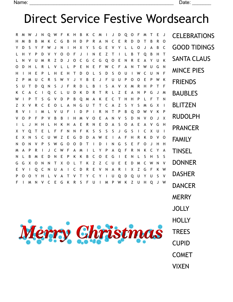 Christmas Cards Word Search WordMint