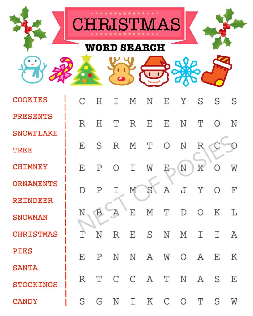Free Printable Kids Christmas Word Search