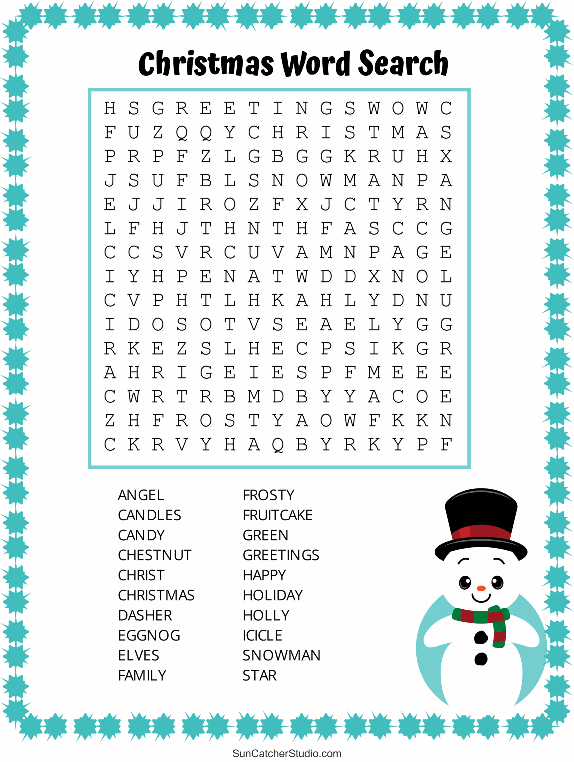 Dificult Holiday Word Search Custom Printable