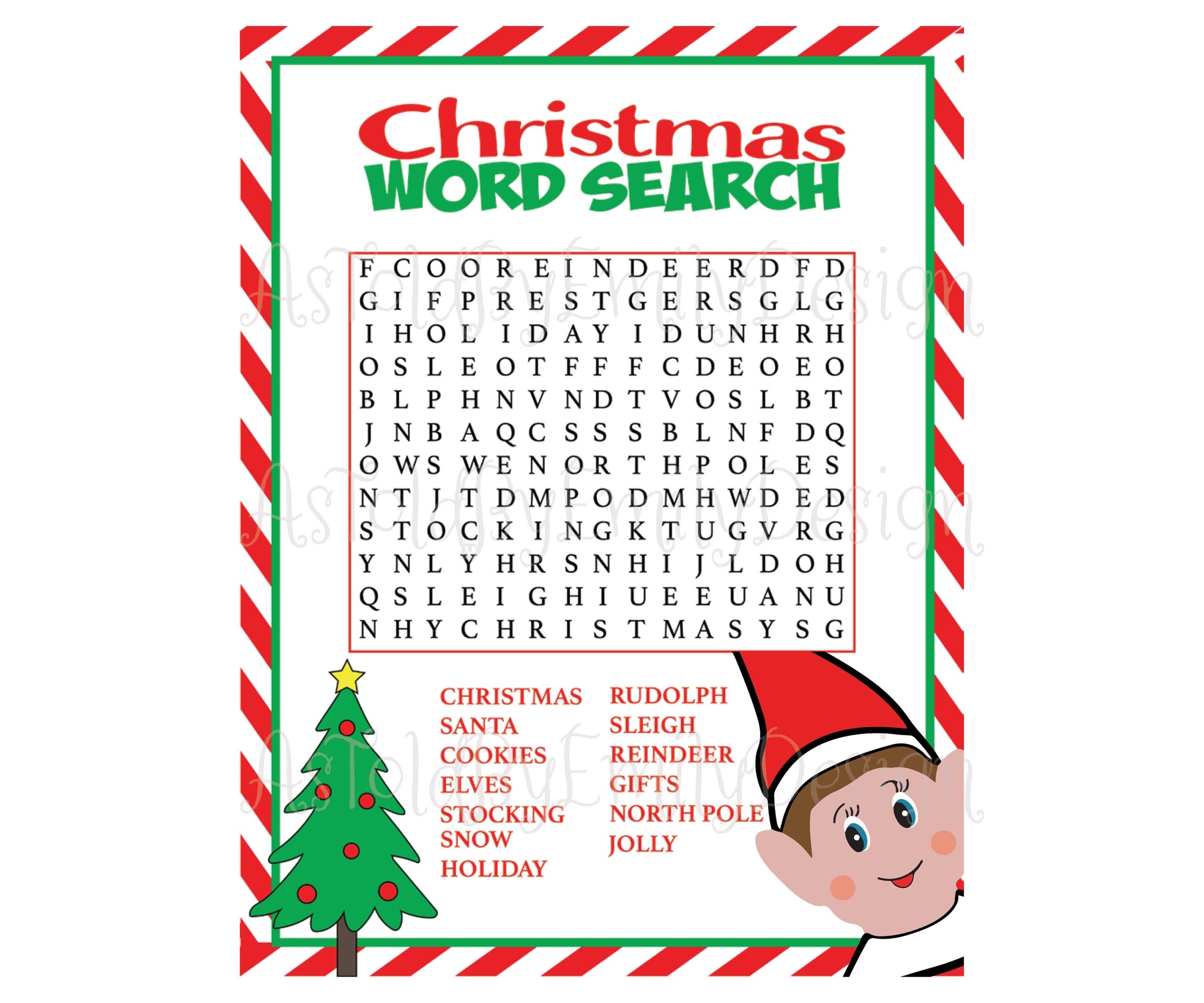 Christmas Word Search From Your Elf Digital Download Printable Etsy UK