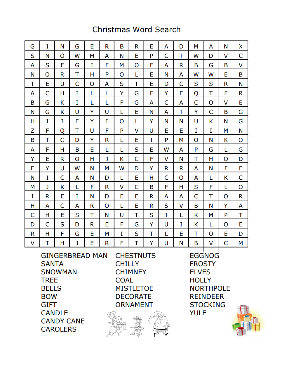 Gingerbread Man Word Search Printables