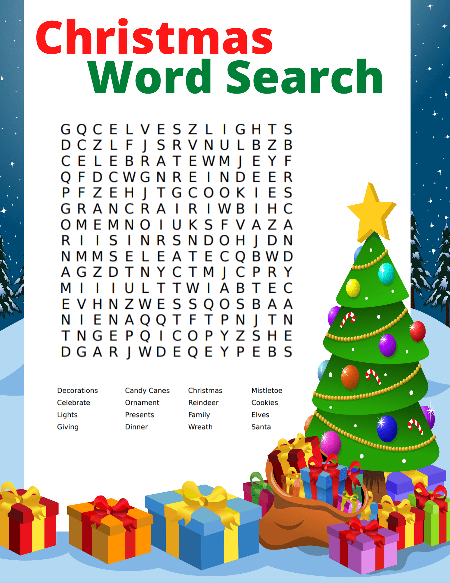 Christmas Word Search Pages Printable