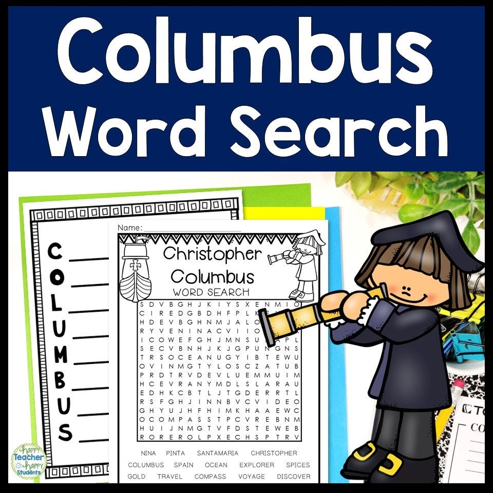 Christopher Columbus Word Search Columbus Day Writing Poem Columbus Day Activity Columbus Day Homeschool Columbus Day Wordsearch PDF Etsy
