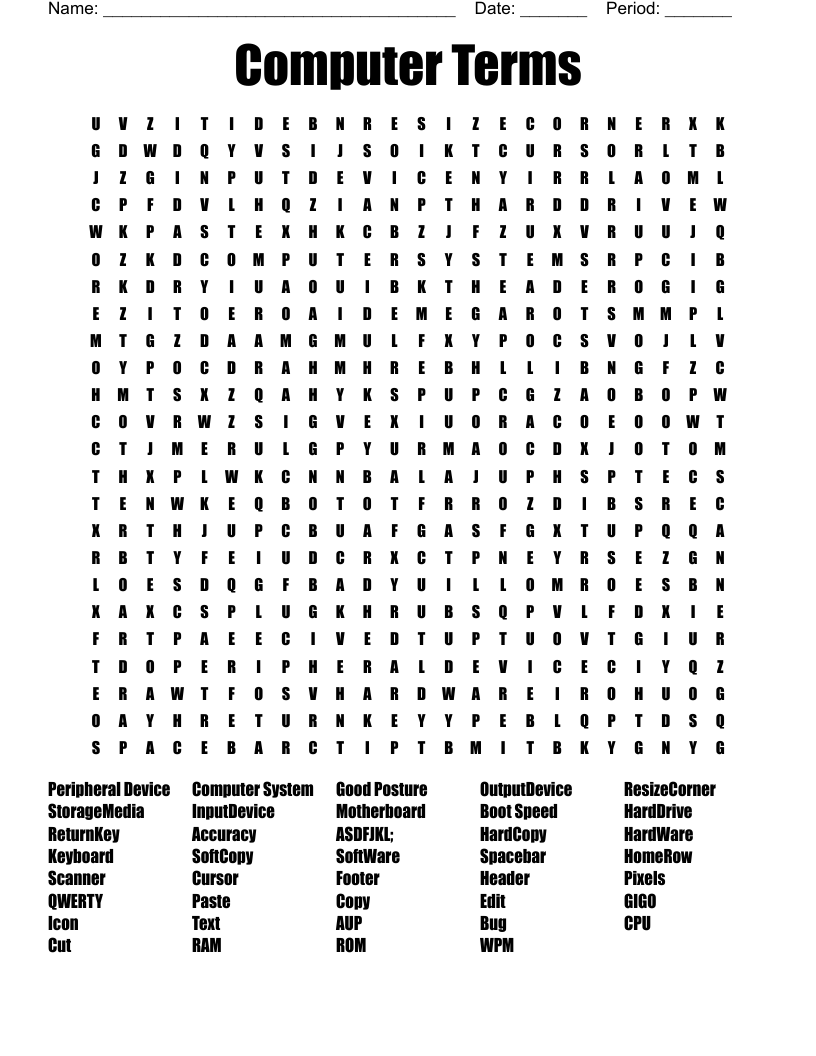 Computer Terms Word Search WordMint