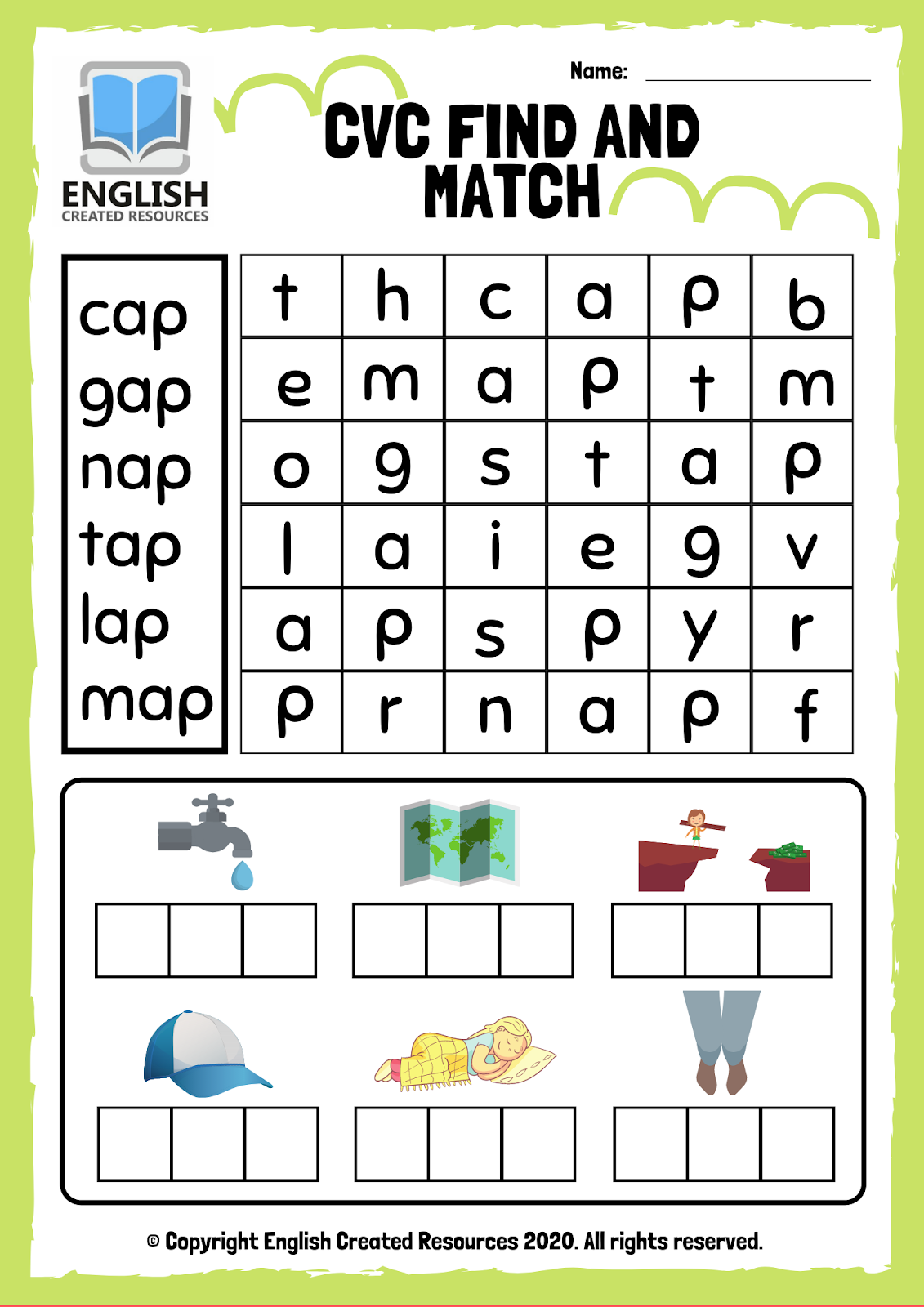 CVC Words Find And Match Worksheets English Created Resources