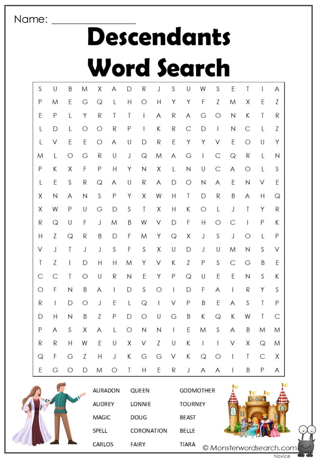 Descendants Word Search Monster Word Search