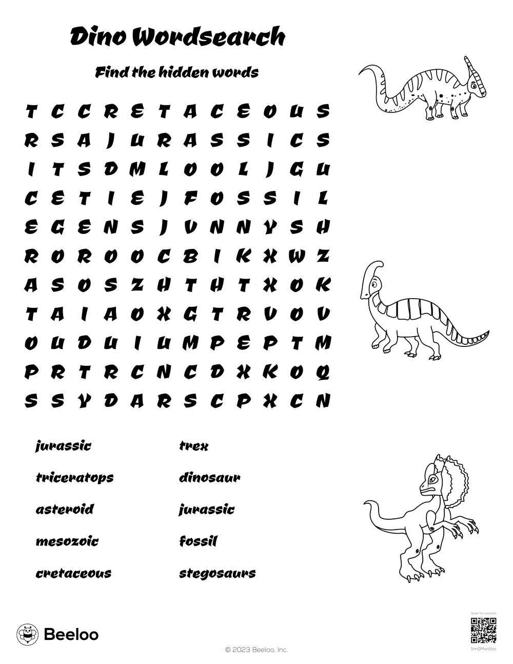 Dinosaur themed Word Searches Beeloo Printable Crafts And Dinosaur themed Word Searches Beeloo Printable Crafts And