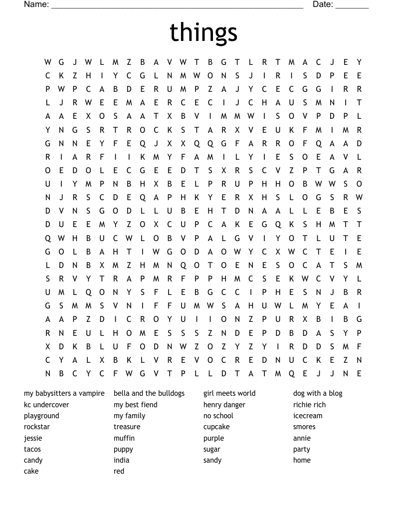 Disney Channel Shows Word Search WordMint