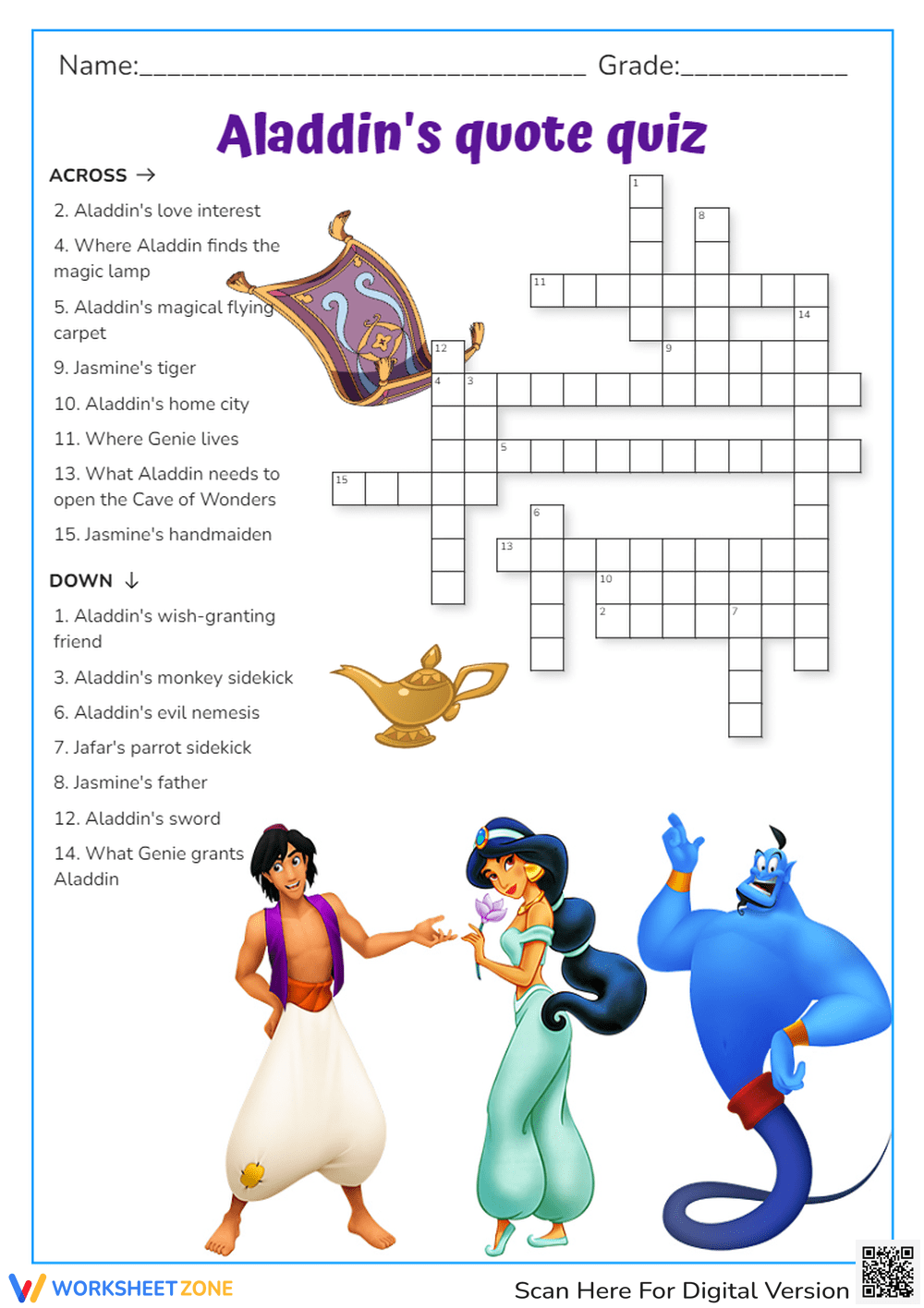 Aladdin Word Search Printable Free