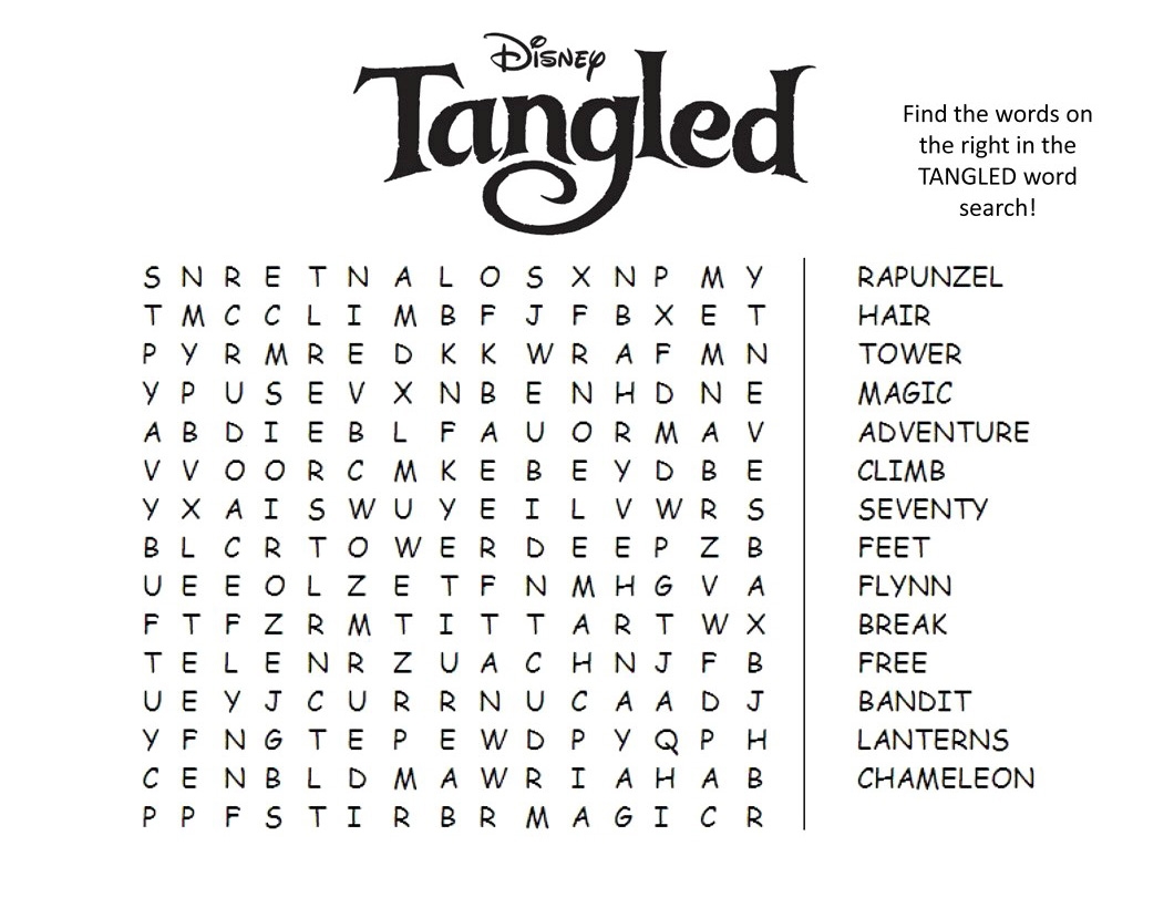 Word Search Printable Disney