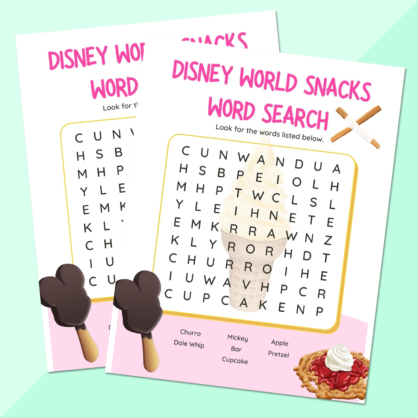 DIsney World Snacks Word Search Free To Print 