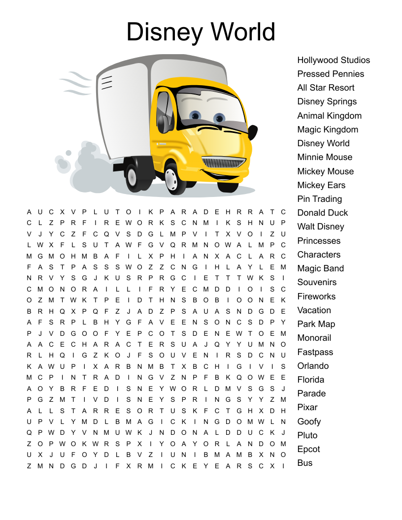 Disney World Word Search WordMint