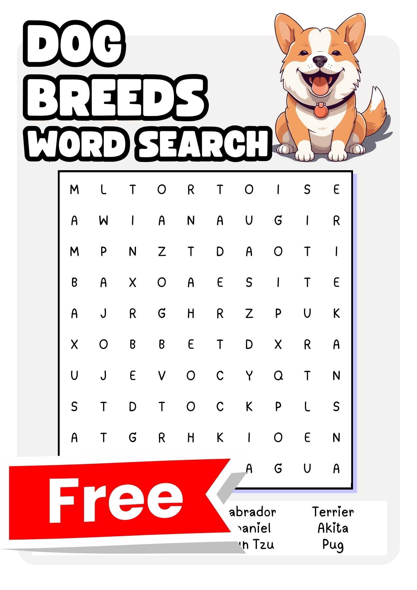 Free Printable Dog Word Search