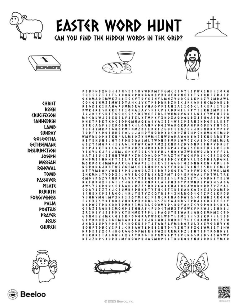 Easter themed Word Searches Beeloo Printable Crafts And