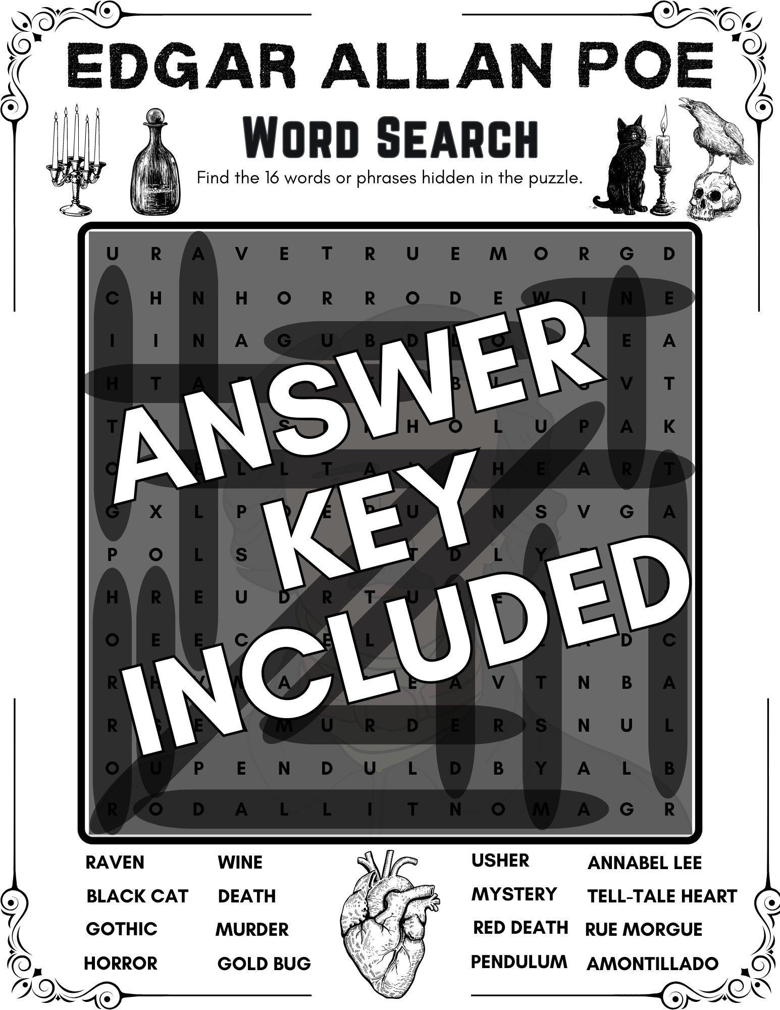 Edgar Allan Poe Printable Word Search