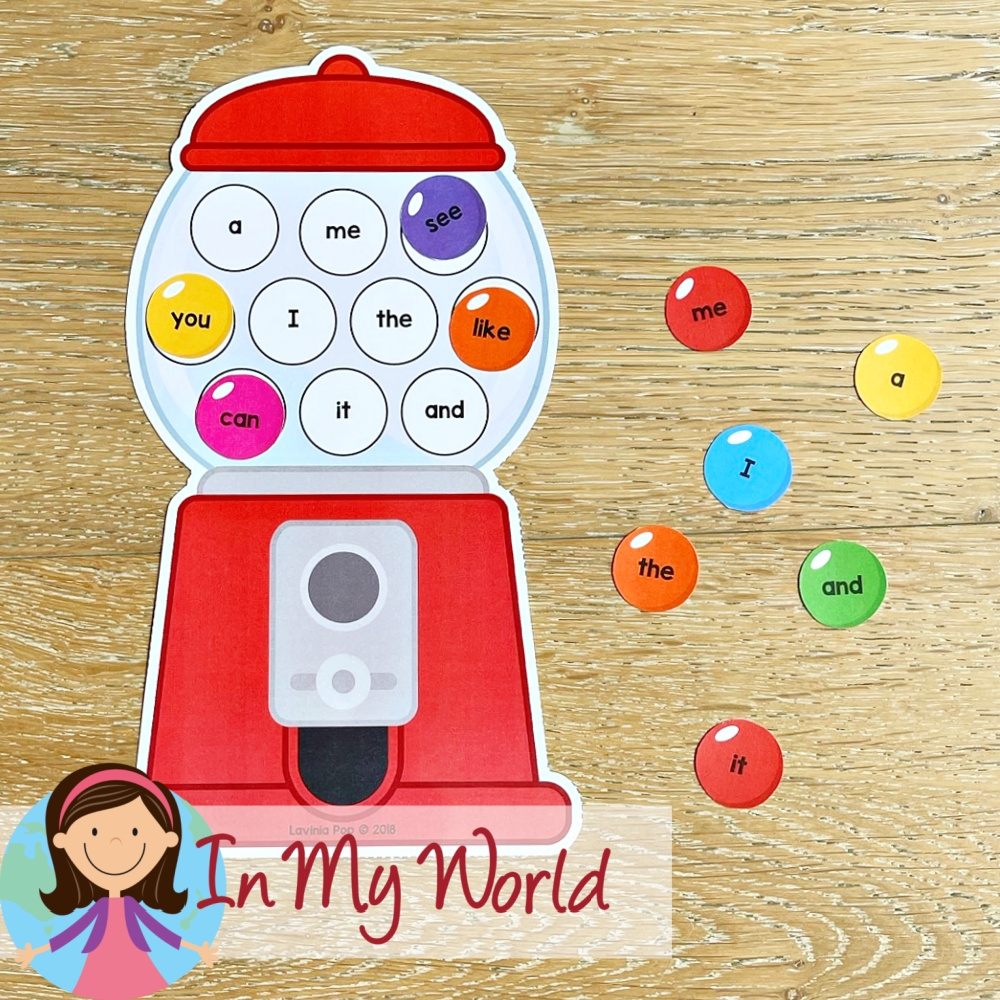 Editable Gumball Sight Word Center In My World