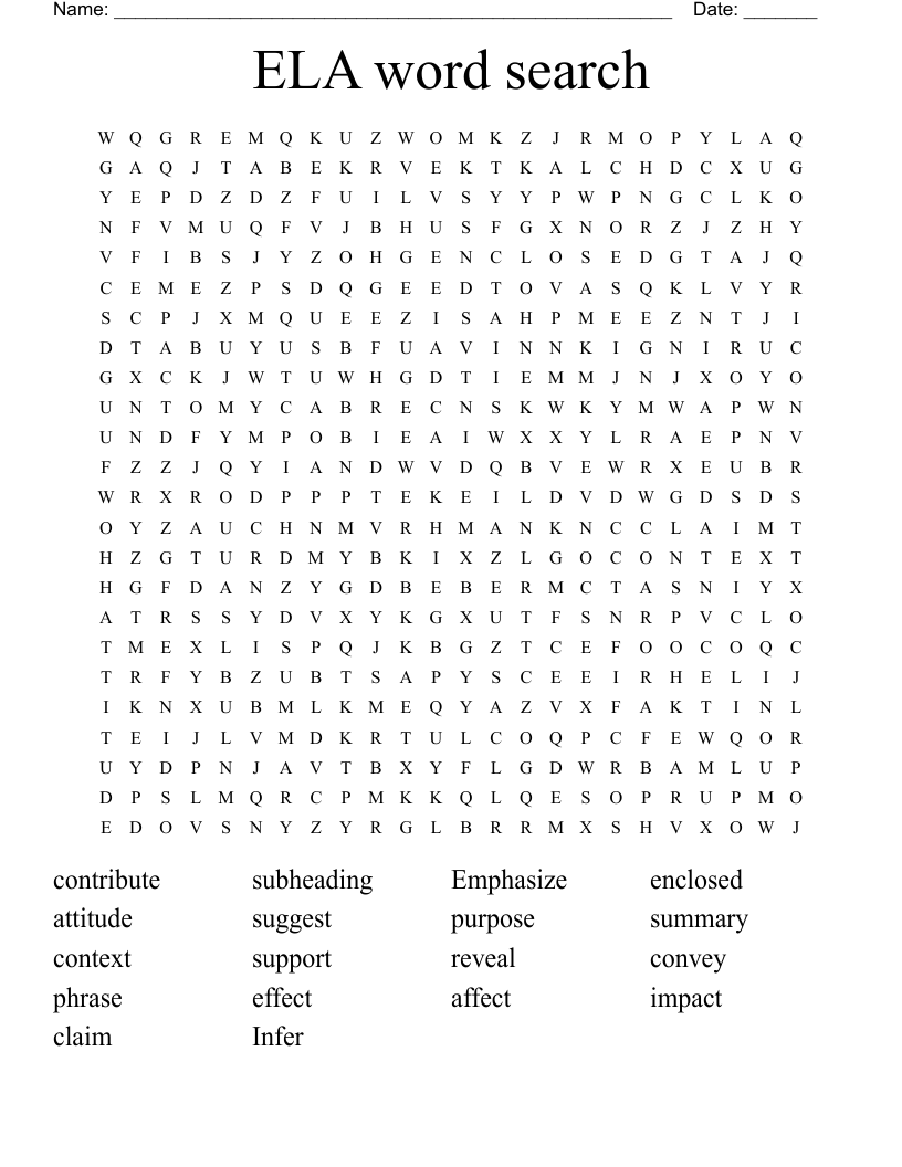 ELA Word Search WordMint