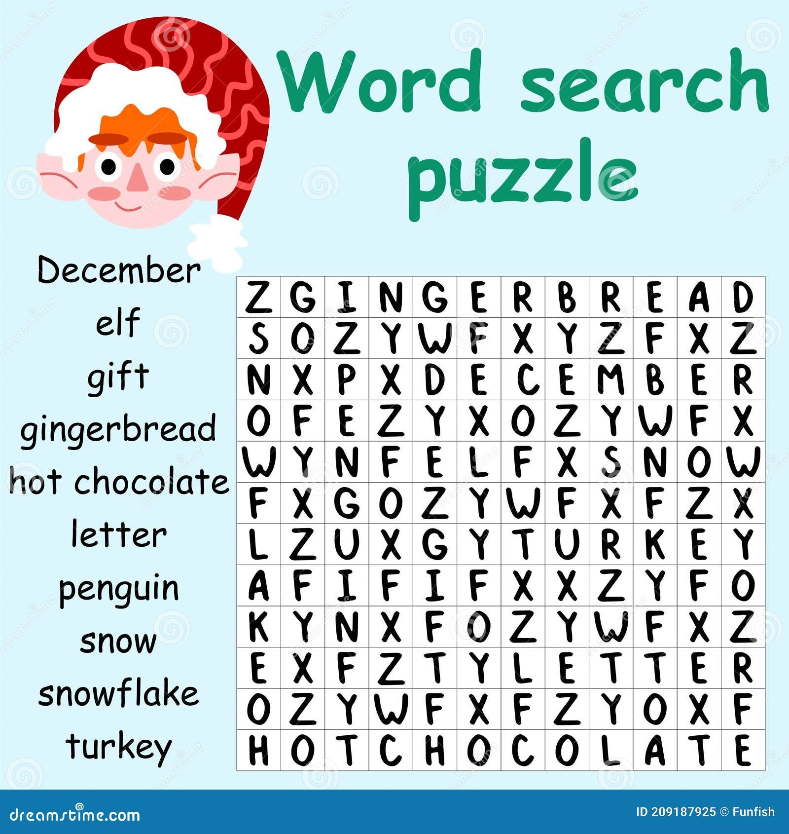 Elf Word Search Puzzle Stock Vector Illustration Stock Vector Illustration Of Penguin Leisure 209187925