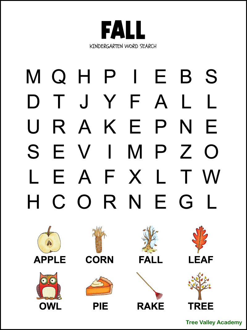 Fall Word Search 4th Grade Printable