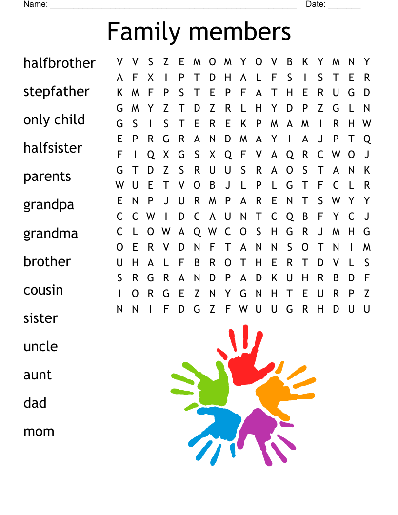 Family Members Word Search WordMint