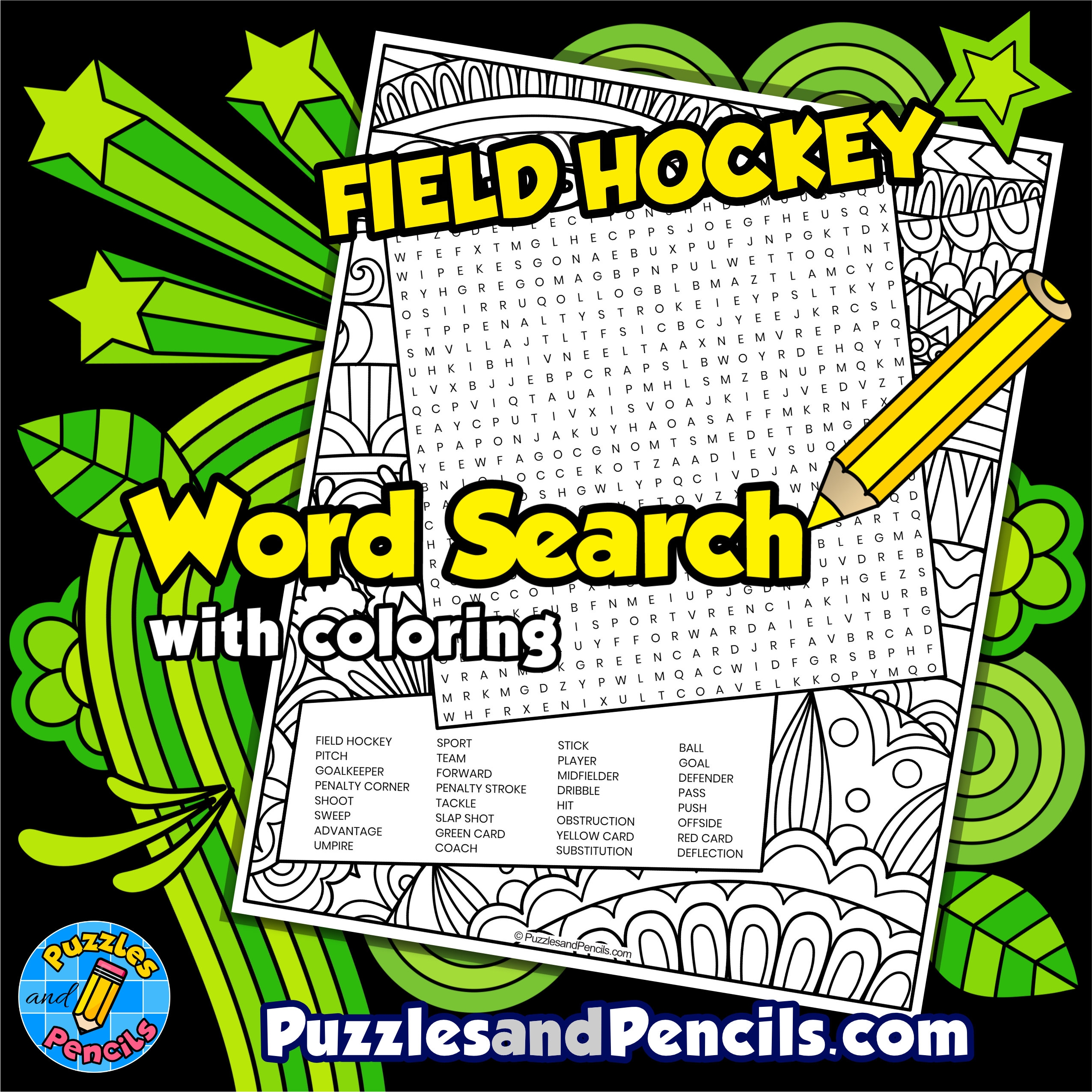 Field Hockey Word Search Puzzle Activity With Coloring Made By 