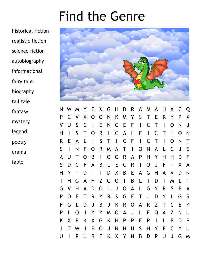 Find The Genre Word Search WordMint Find The Genre Word Search WordMint
