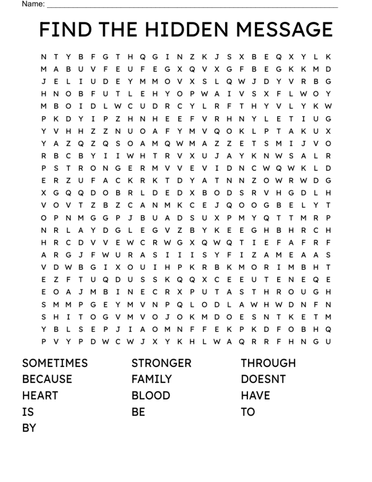 FIND THE HIDDEN MESSAGE Word Search WordMint
