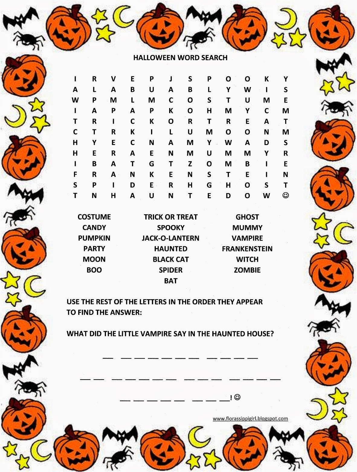 Halloween Word Search Printable Free Adult