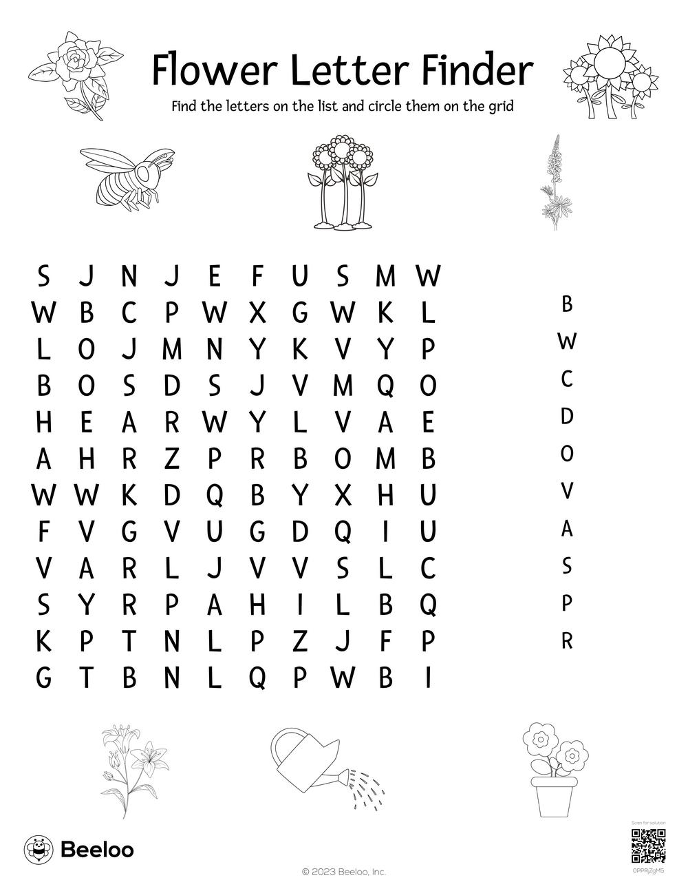 Printable Word Search Flowers