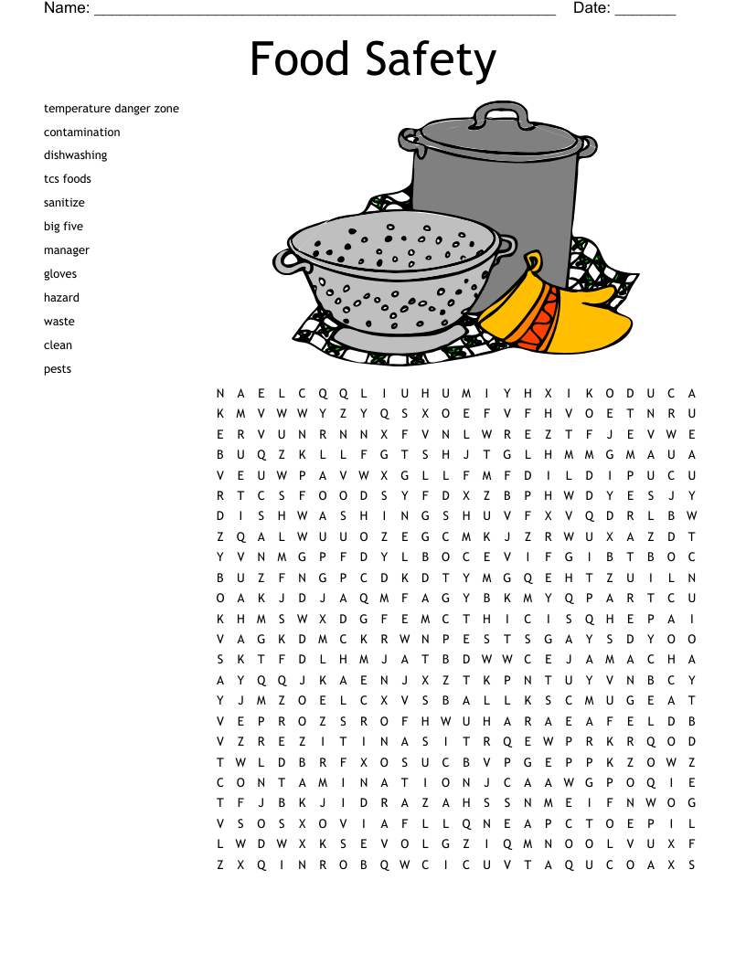 Food Safety Word Search WordMint