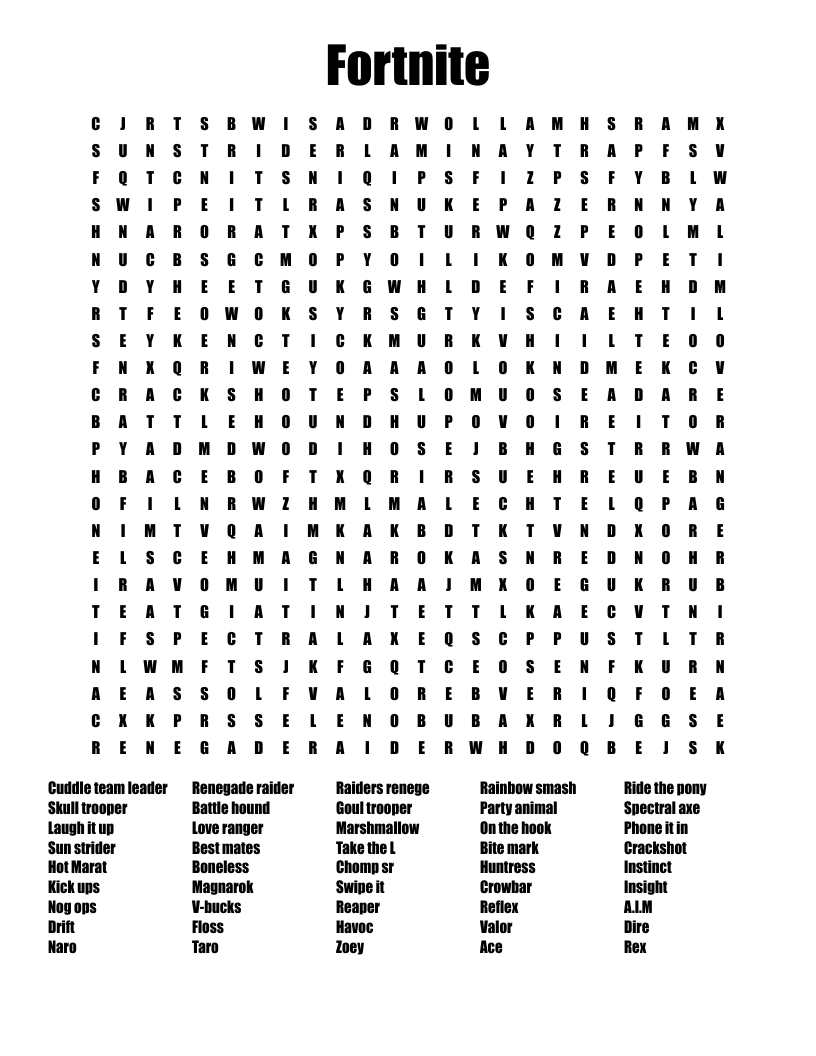 Fortnite Dance Emotes Crossword WordMint