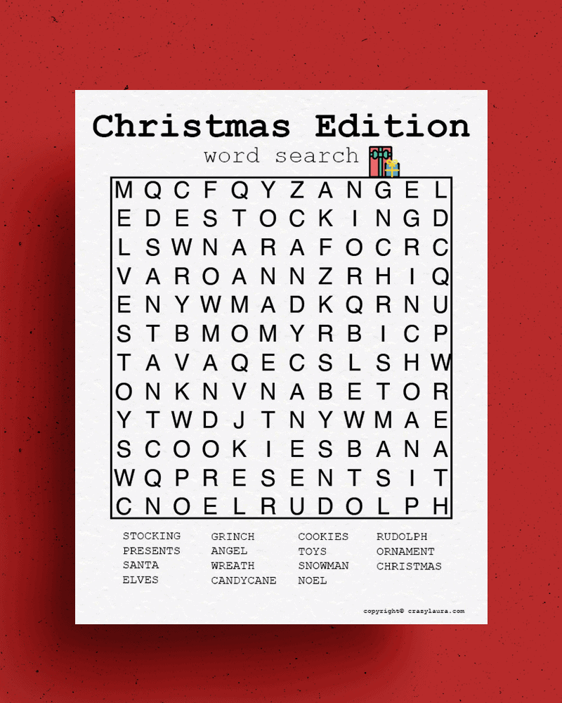 Christmas Word Search Pdf Printable
