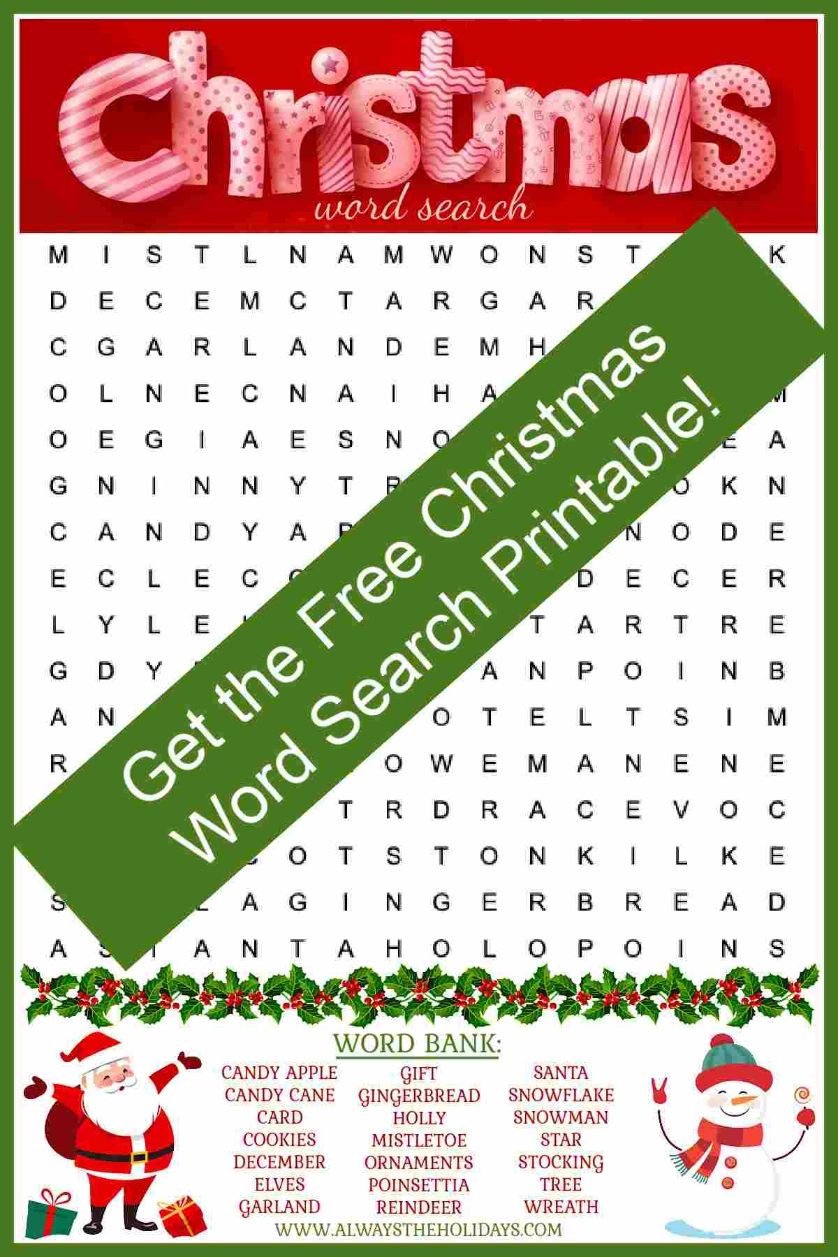 Free Printable Christmas Word Searches Reindeee