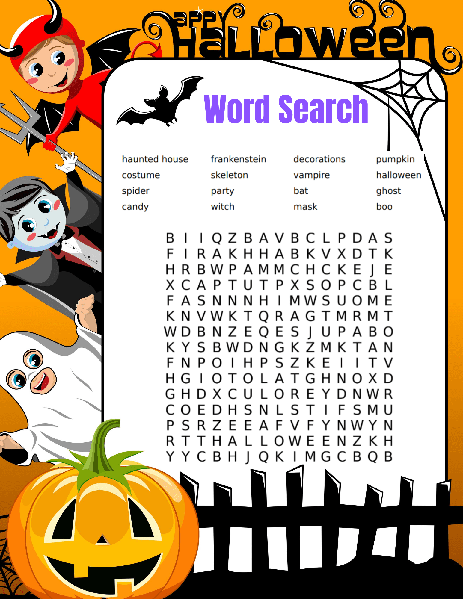 Printable Word Search Halloween