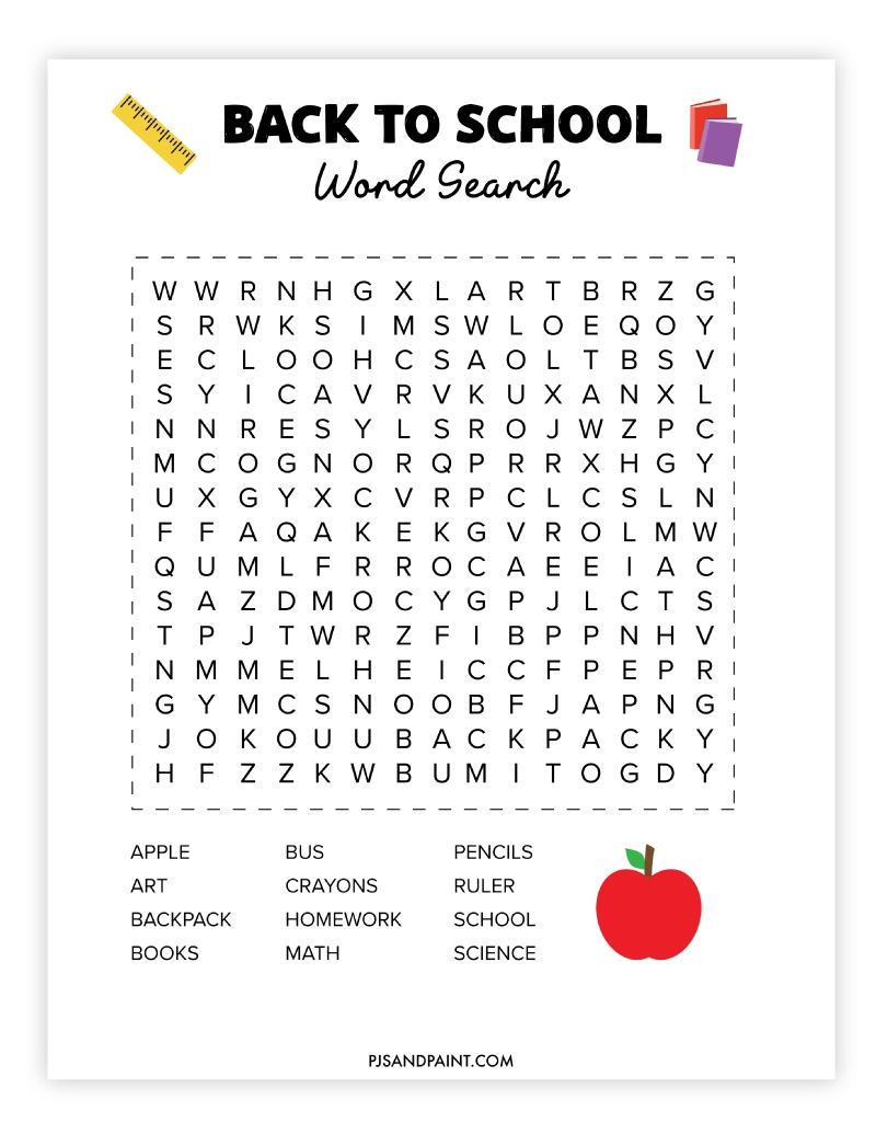 Free Printable Back To School Word Search Pjs And Paint Free Printable Back To School Word Search Pjs And Paint