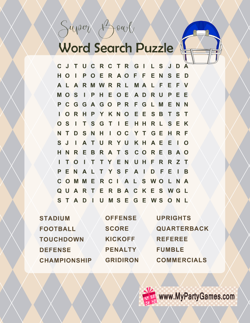 Super Bowl Party Word Search Printable Super Bowl Party Word Search Printable