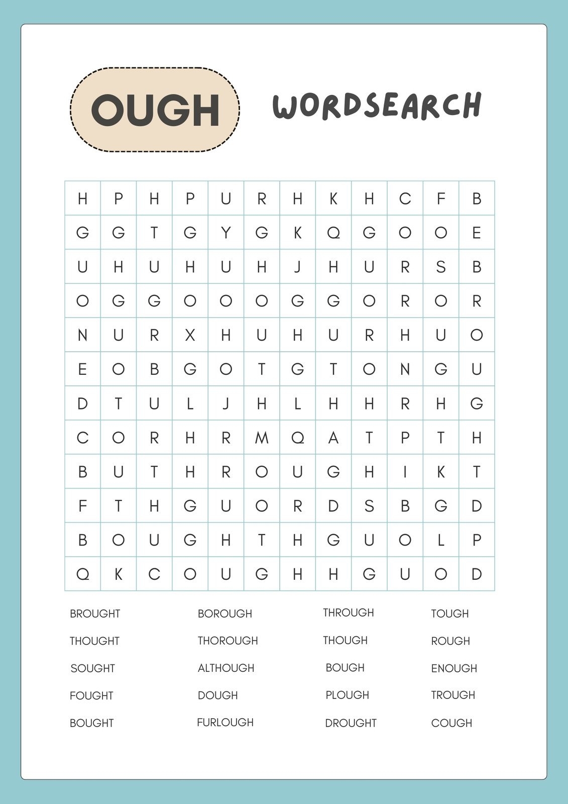 Word Search Templates Free Printable