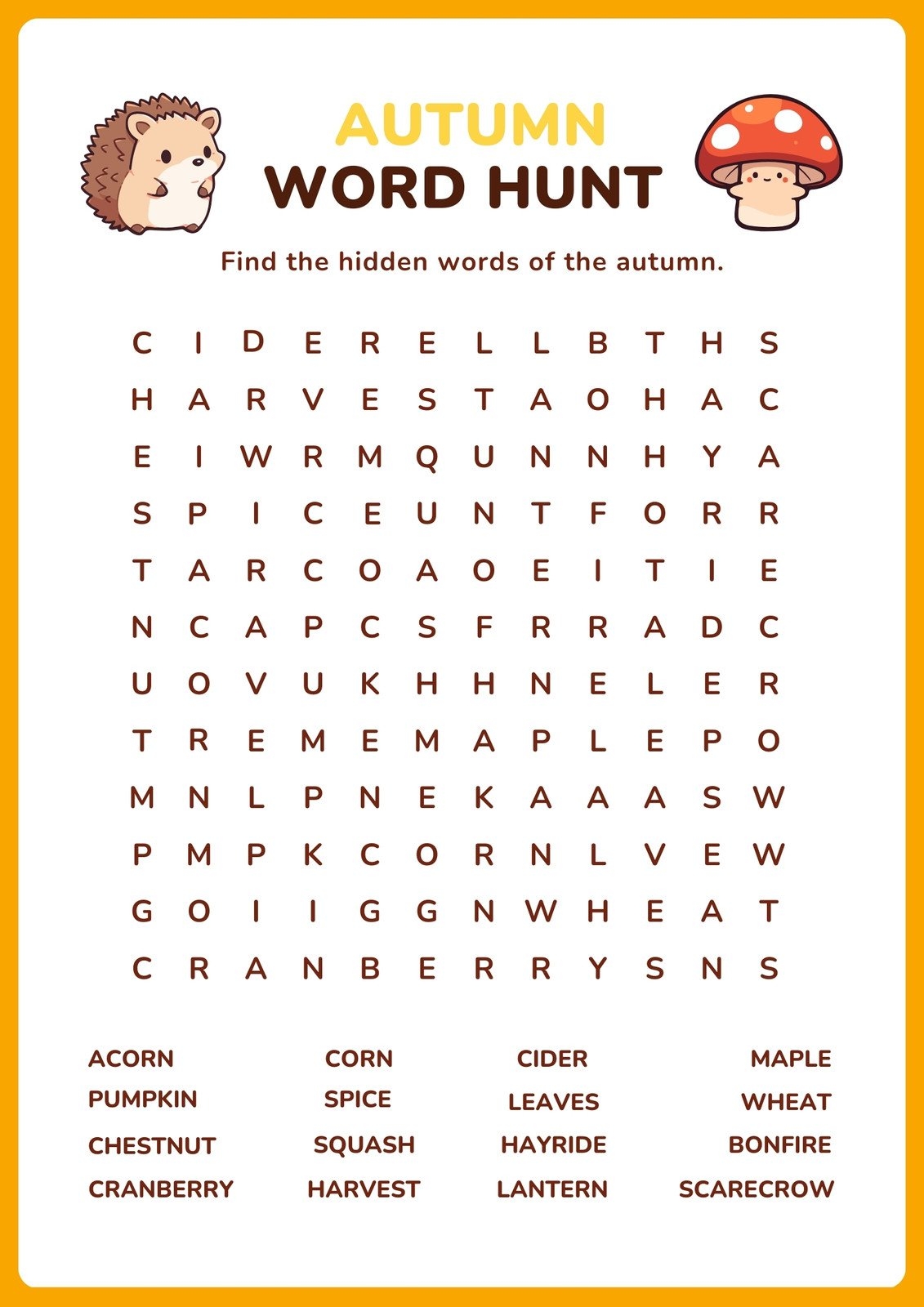 Hunting Word Search Printables