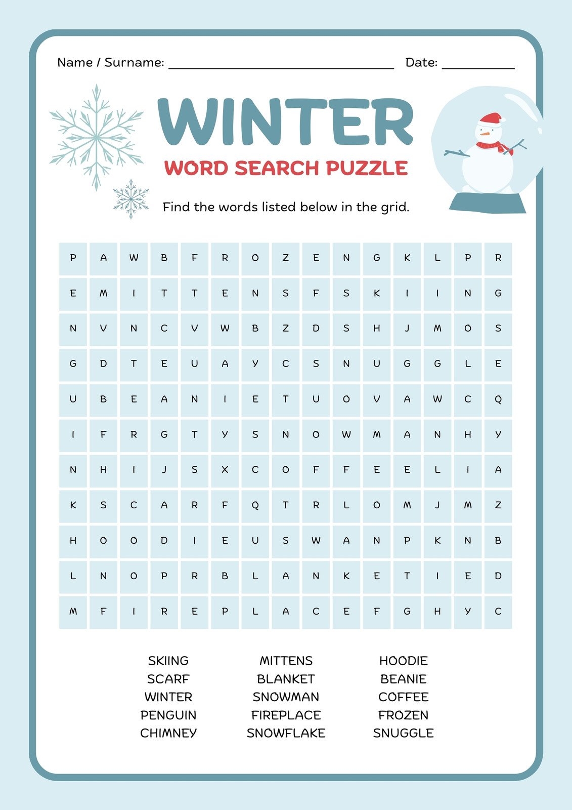 Free Printable Word Search Worksheet Templates Canva
