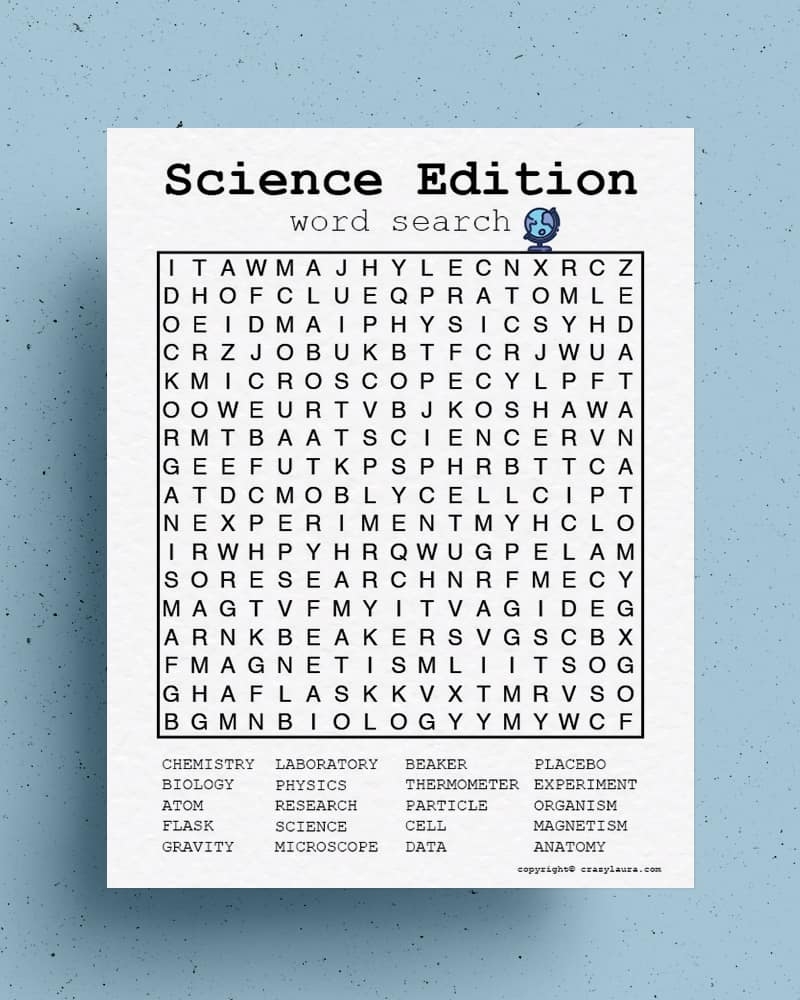 Science Word Search Puzzles Printables