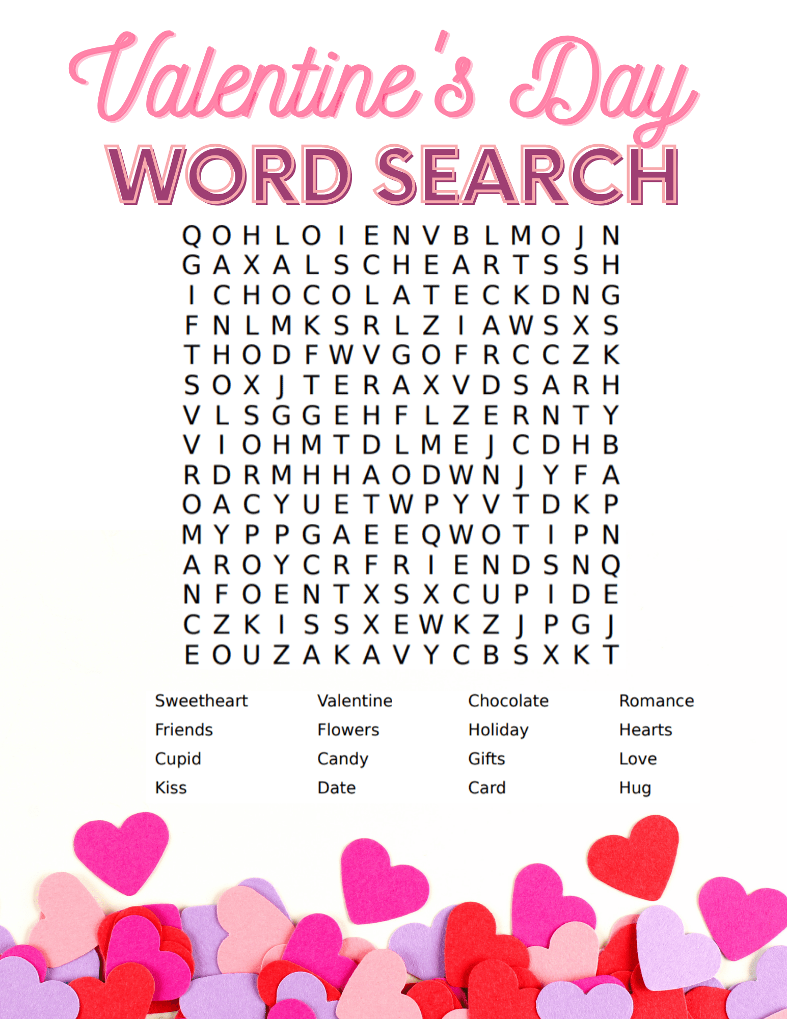 Free Valentine Word Search For Kids Worksheets Library