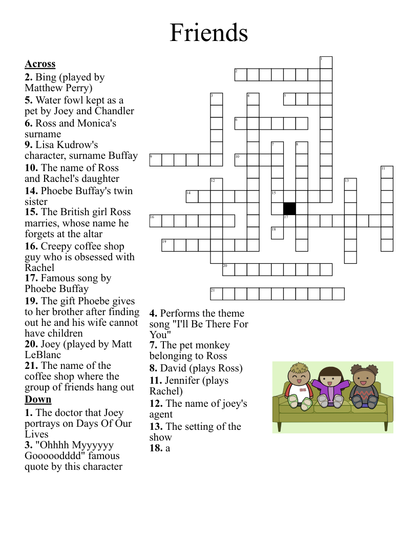 Friends Tv Word Search Printable