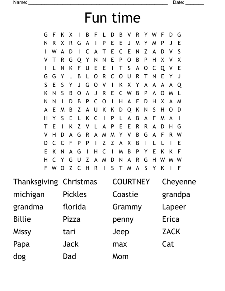 Fun Time Word Search WordMint