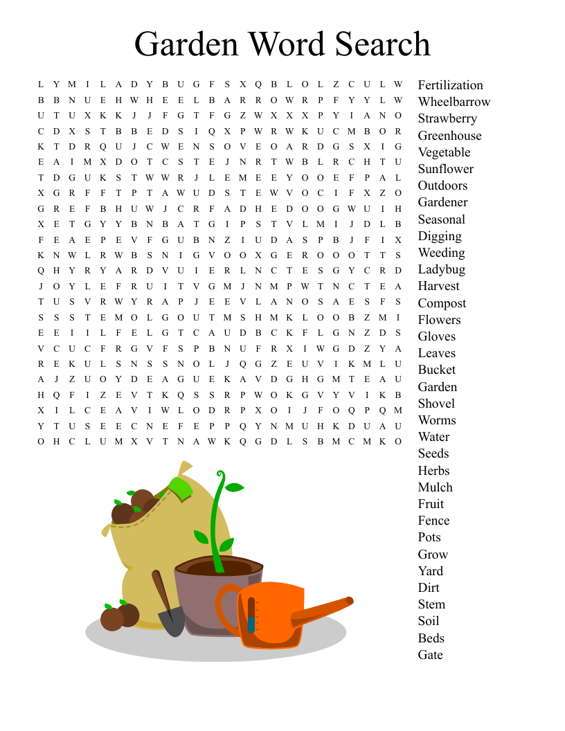 Gardening Tools Word Search WordMint