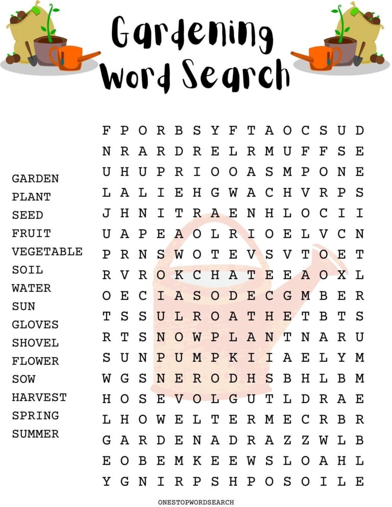 Gardening Word Search Puzzle With Answer Sheet Seasonal Games Seasonal Puzzles Family Activities Children s Puzzles