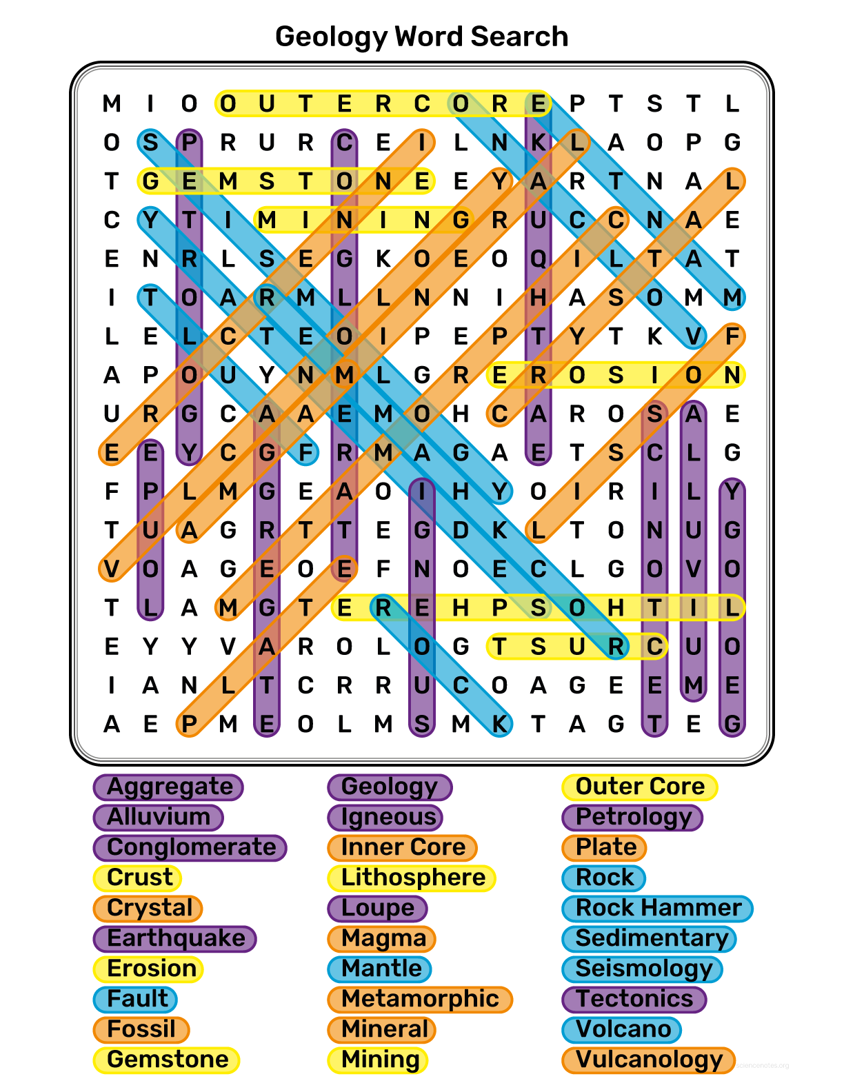 Geology Word Search Geology Word Search