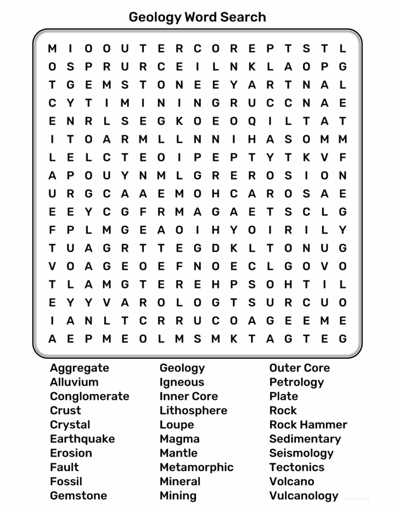 Geology Word Search