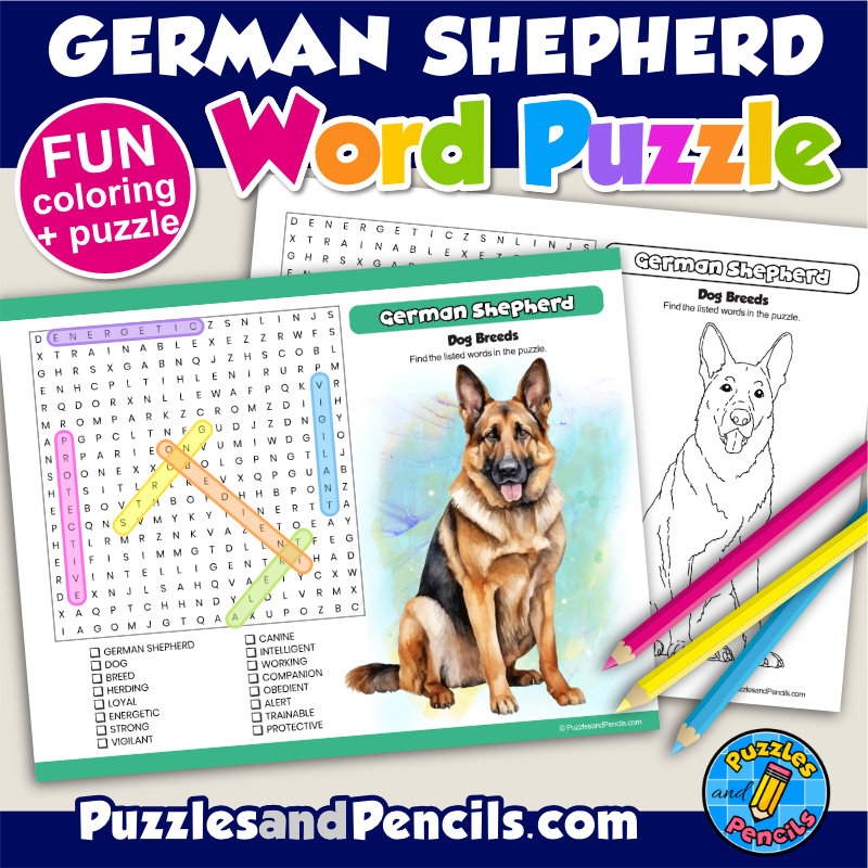 Dog Breed Word Search Printable