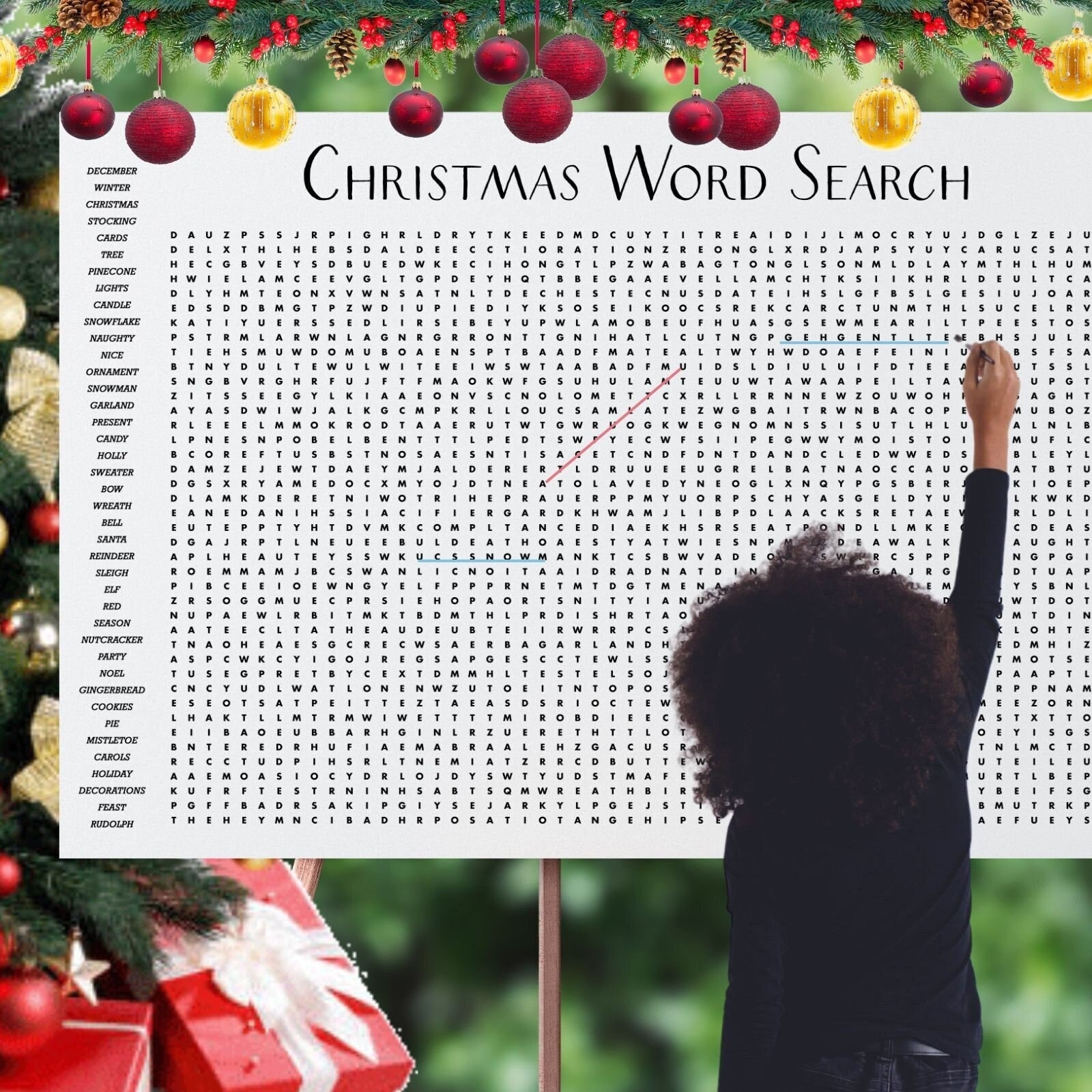 Giant Christmas Word Search Christmas Game Printable Xmas Word Search Large Word Search Christmas Giant Word Search Lawn Game TLC727 E