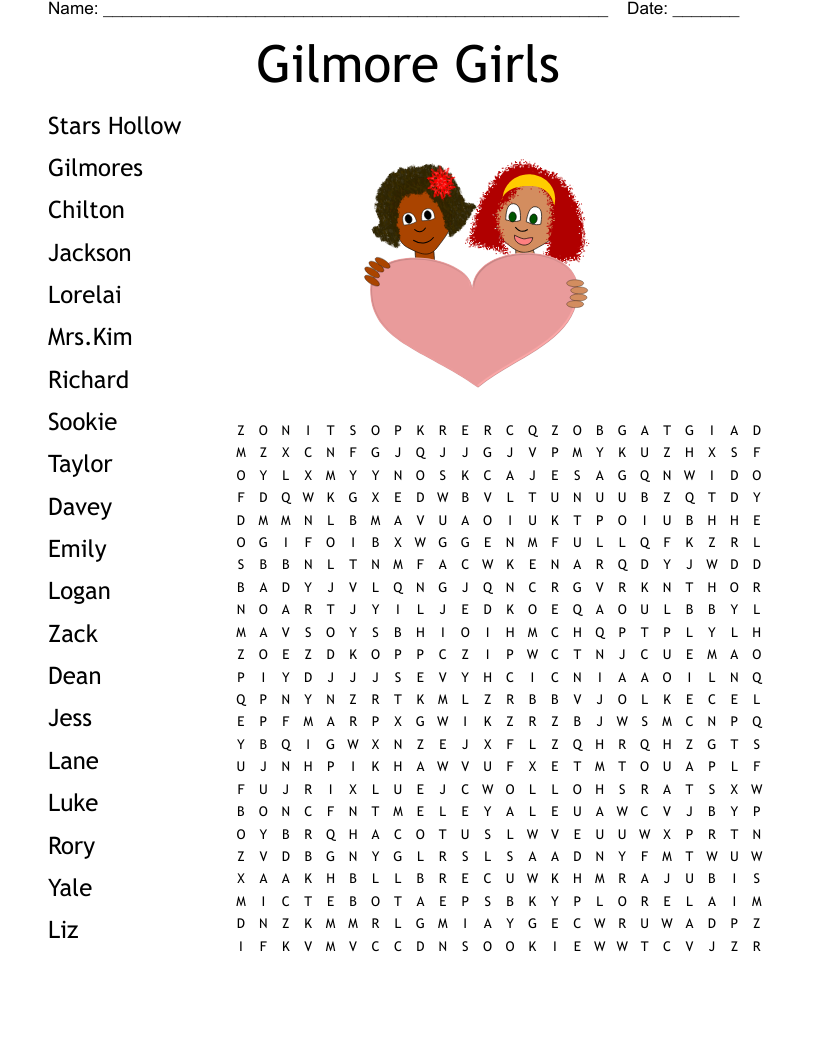 Gilmore Girls Word Search WordMint
